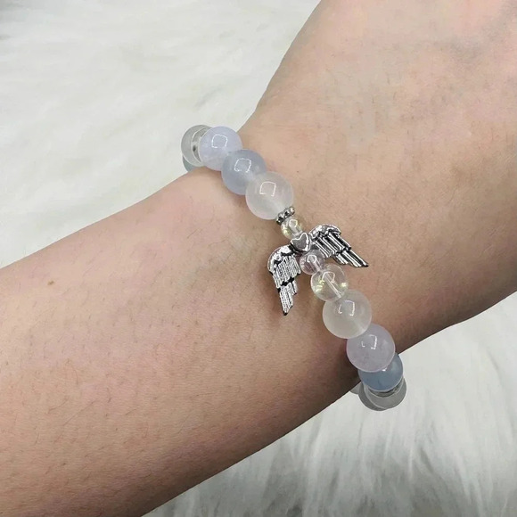 Angel Wings Blue Beaded Bracelet - Picture 3 of 6